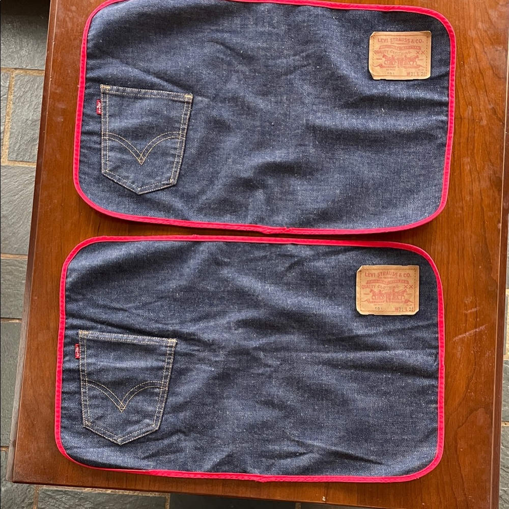 LEVIS 501 Denim Placemats with Pocket 1970s Vintage Set Of 2 RARE - Picture 3 of 17